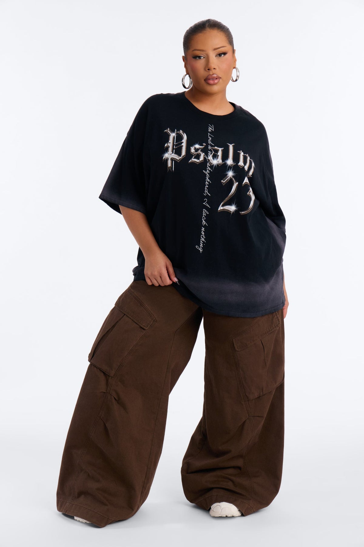 Psalm 23 Cross Washed Tee - Black