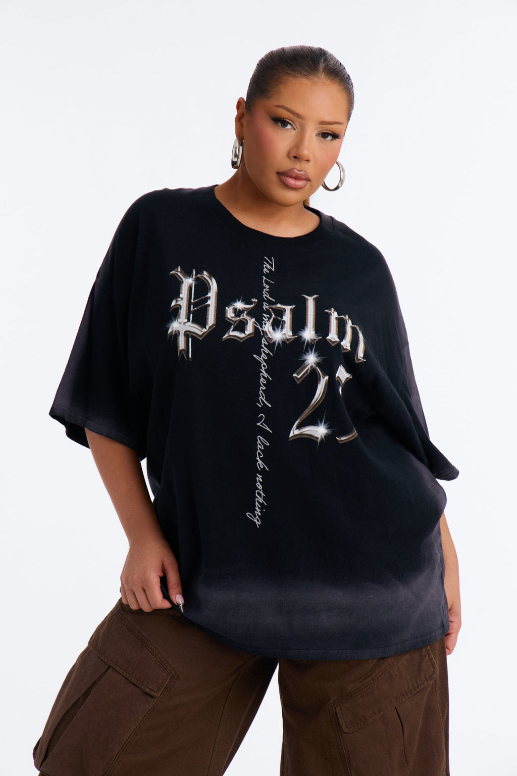 Psalm 23 Cross Washed Tee - Black