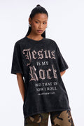 Jesus Is My Rock Washed Tee - Black