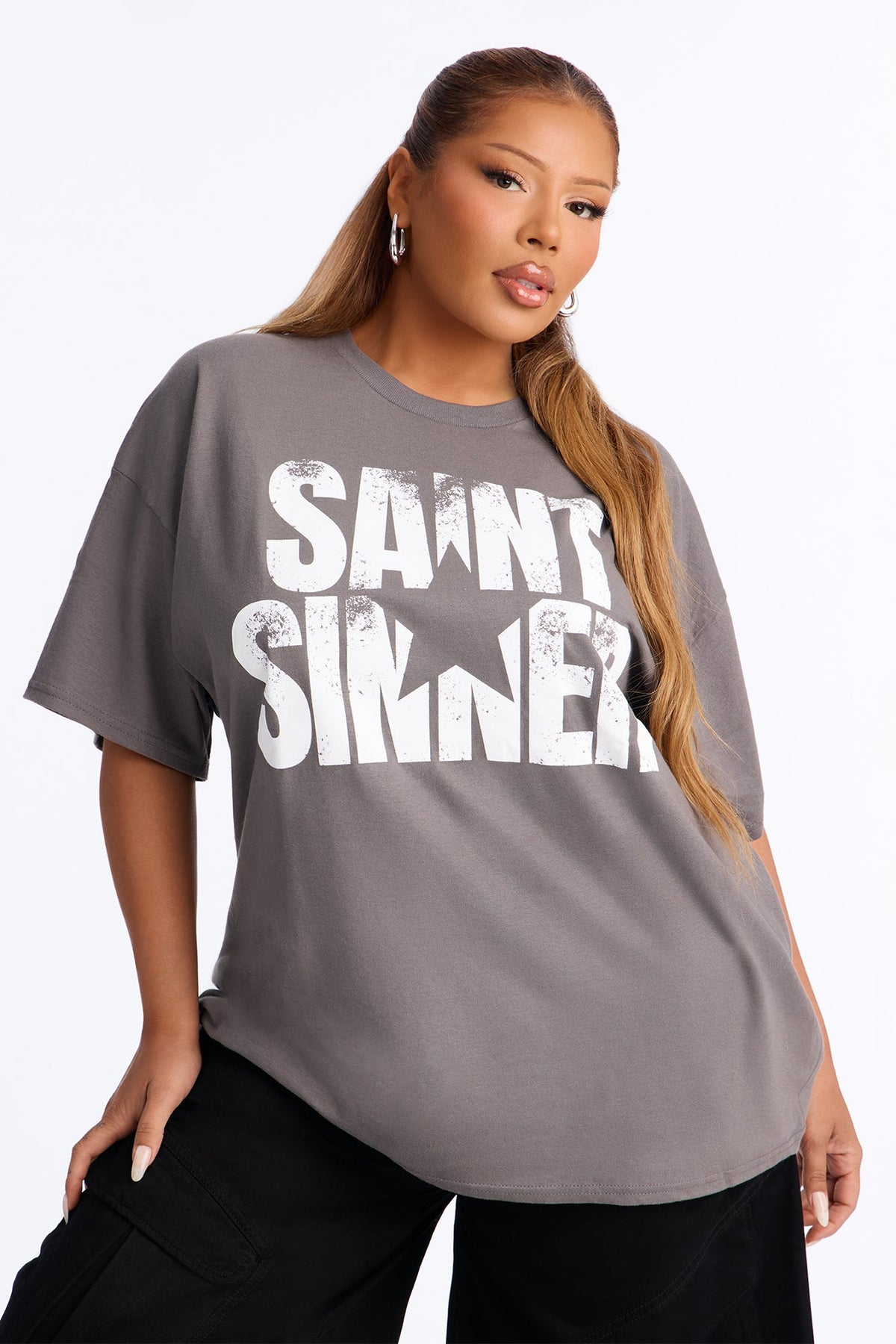 Saint Or Sinner Star Tee - Charcoal