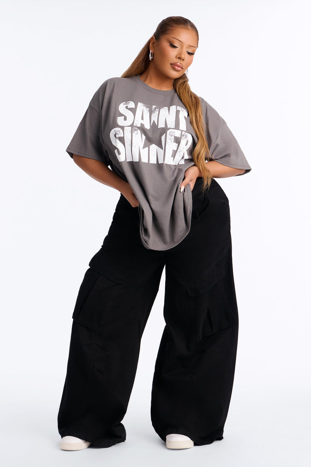 Saint Or Sinner Star Tee - Charcoal