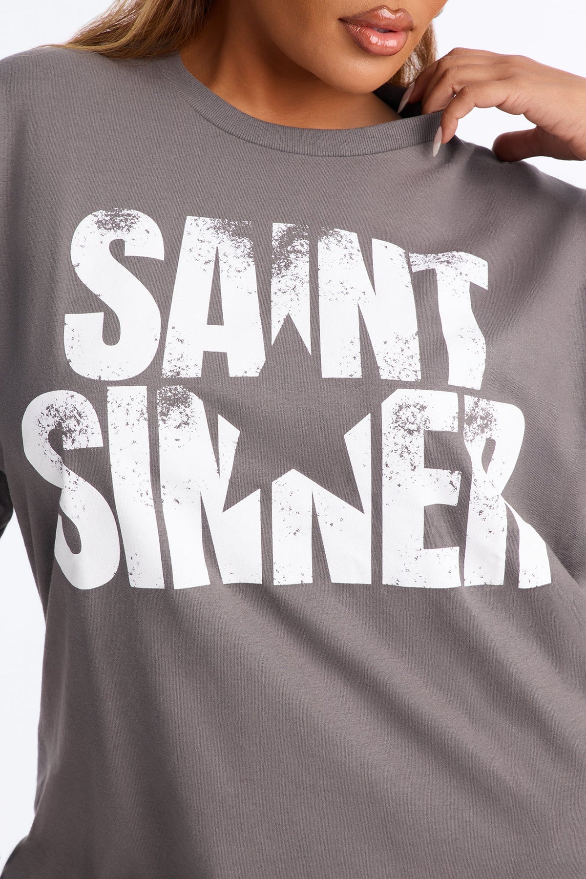 Saint Or Sinner Star Tee - Charcoal