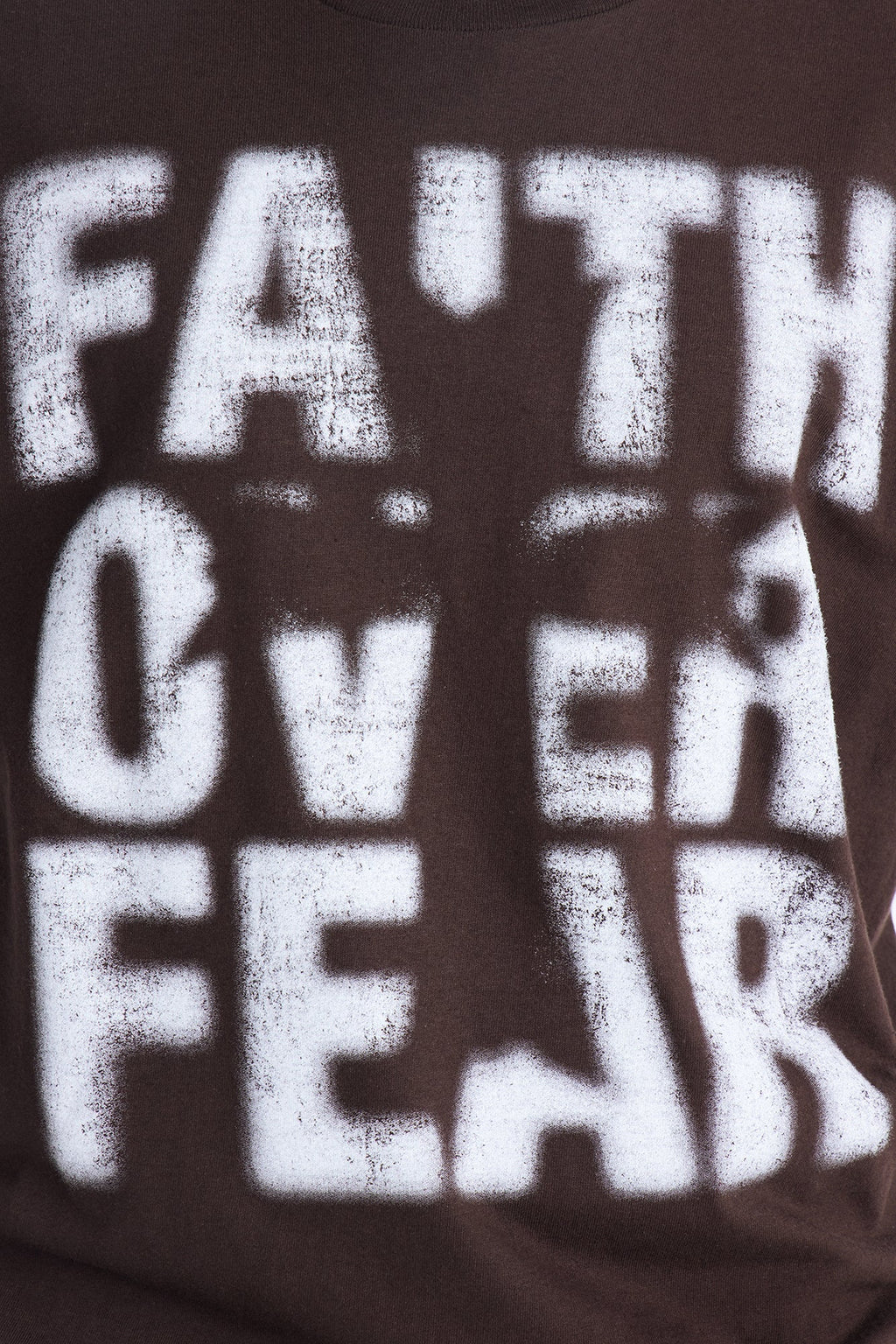 Faith Over Fear Faded Cross Tee - Chocolate