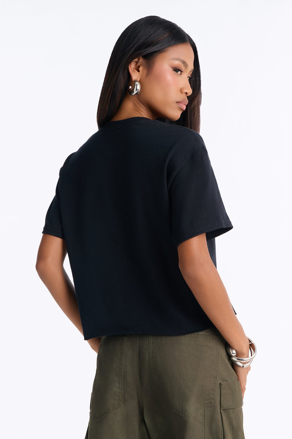 Dump Him Raw Hem Tee - Black