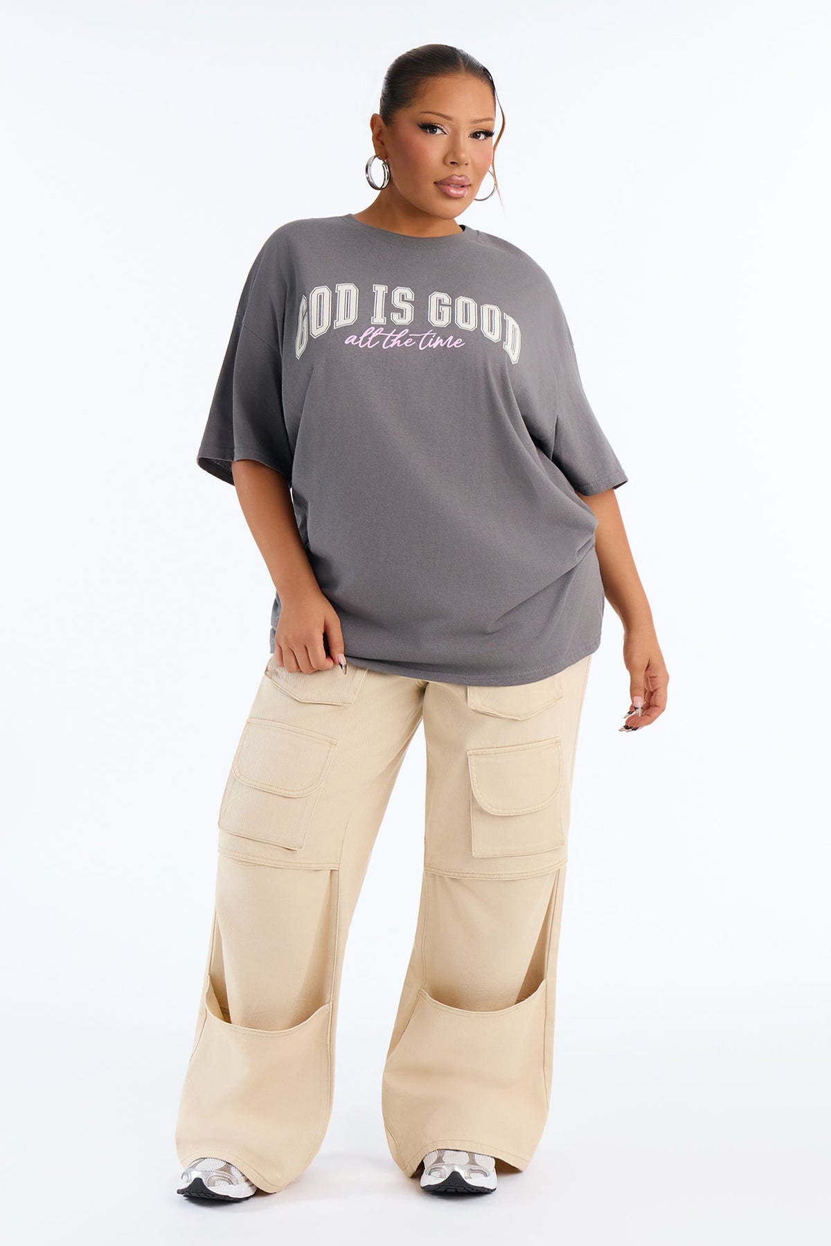 God Is Good All The Time Oversized Tee - Charcoal