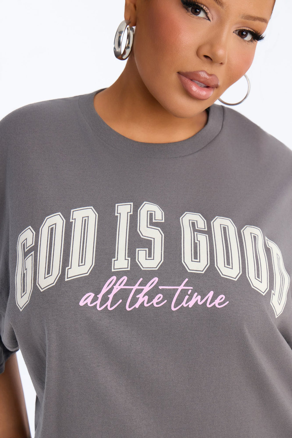 God Is Good All The Time Oversized Tee - Charcoal