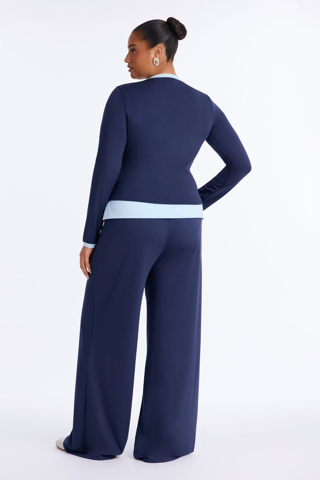 Hailey Foldover Waist Pant Set - Navy