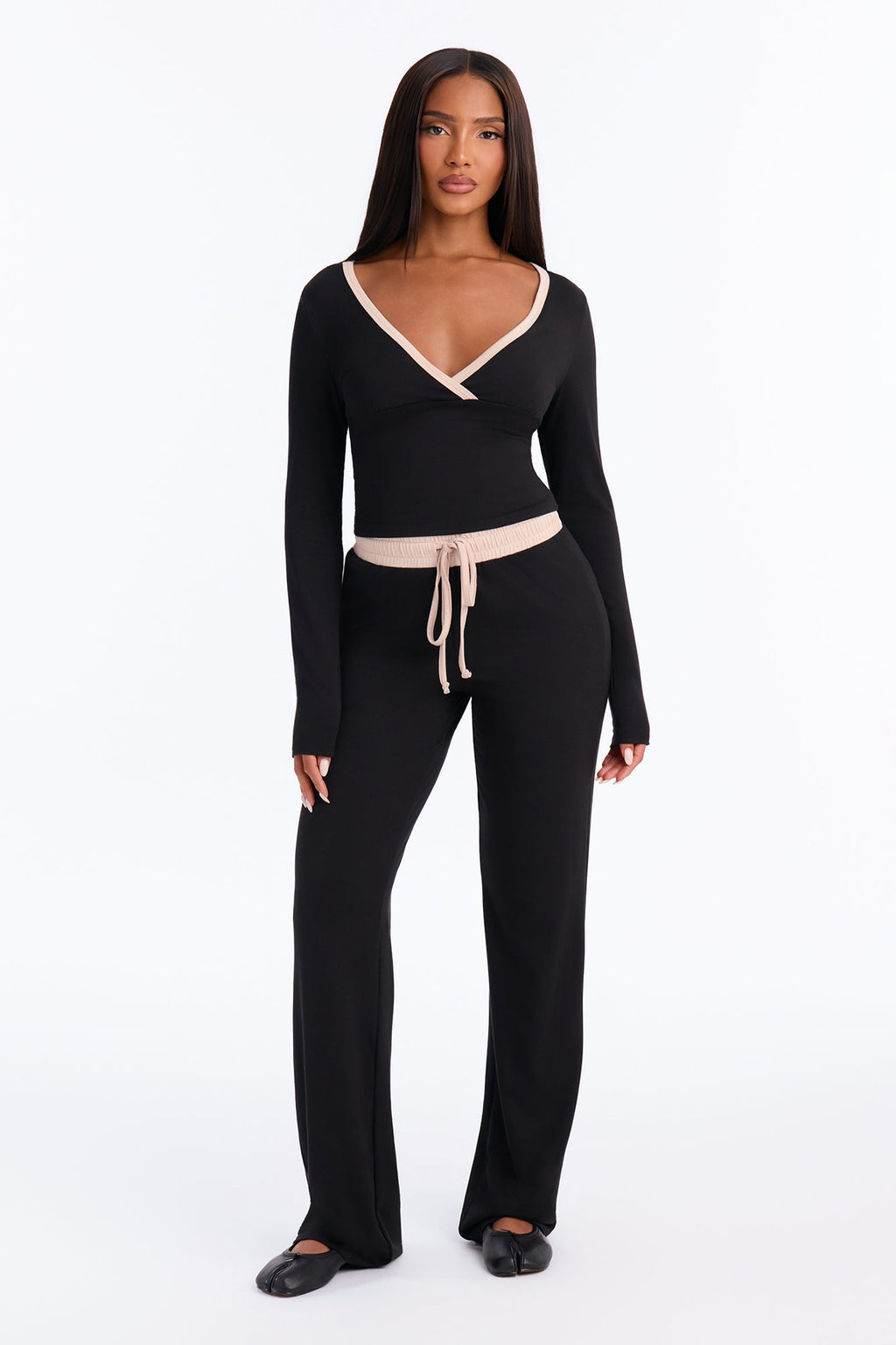 Brenly Surplice Pant Set - Black/combo