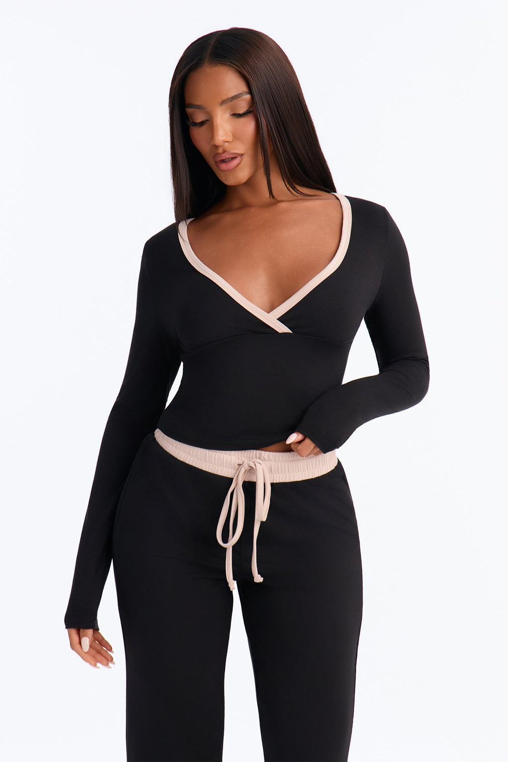 Brenly Surplice Pant Set - Black/combo