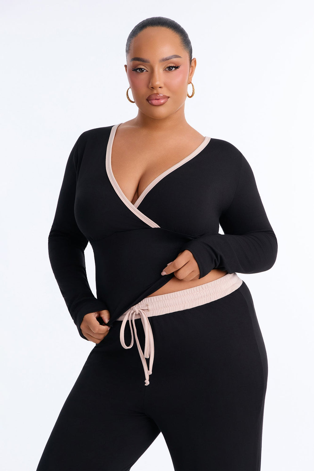 Brenly Surplice Pant Set - Black/combo