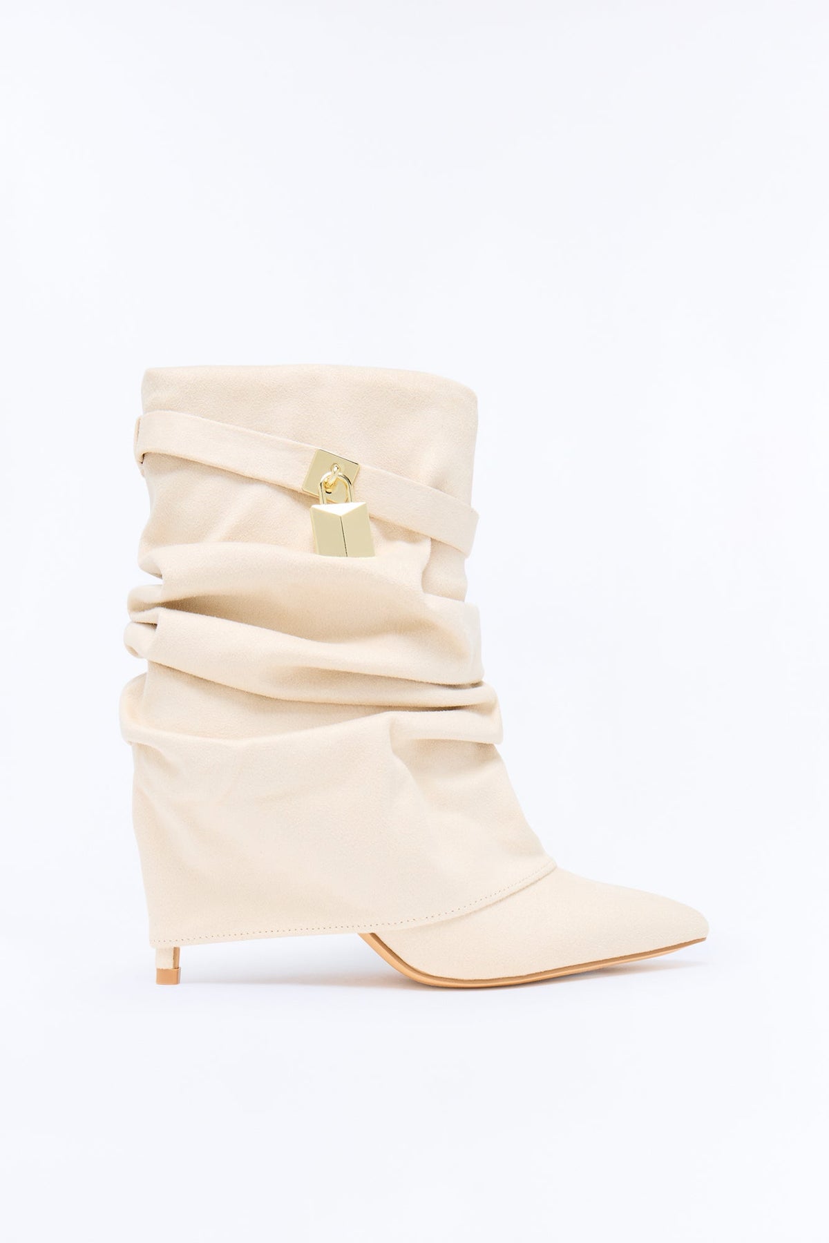 All For It Overlay Heeled Booties - Ivory