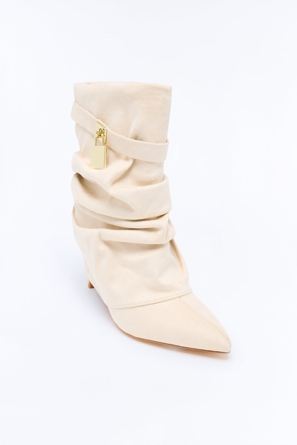 All For It Overlay Heeled Booties - Ivory