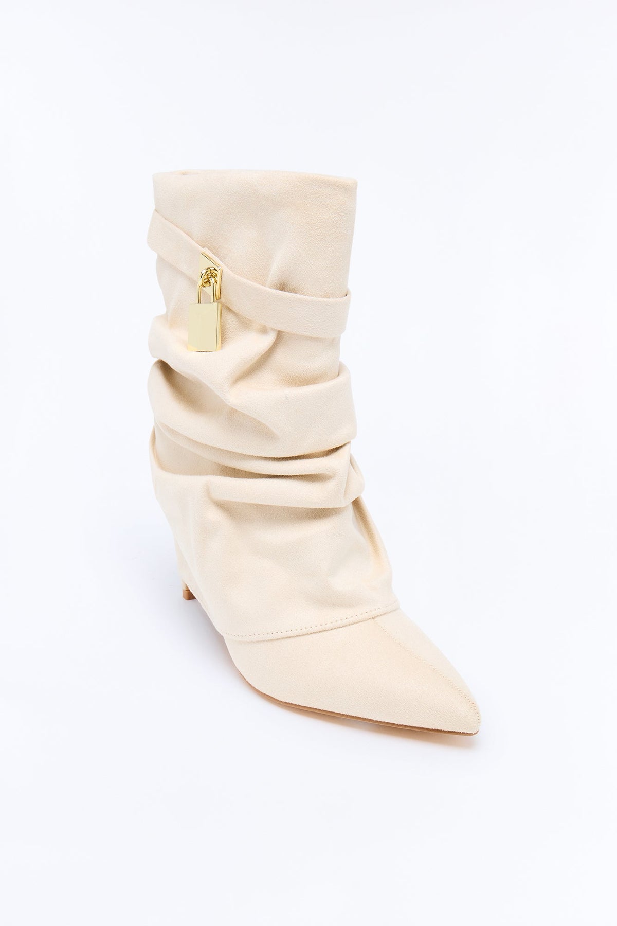 All For It Overlay Heeled Booties - Ivory