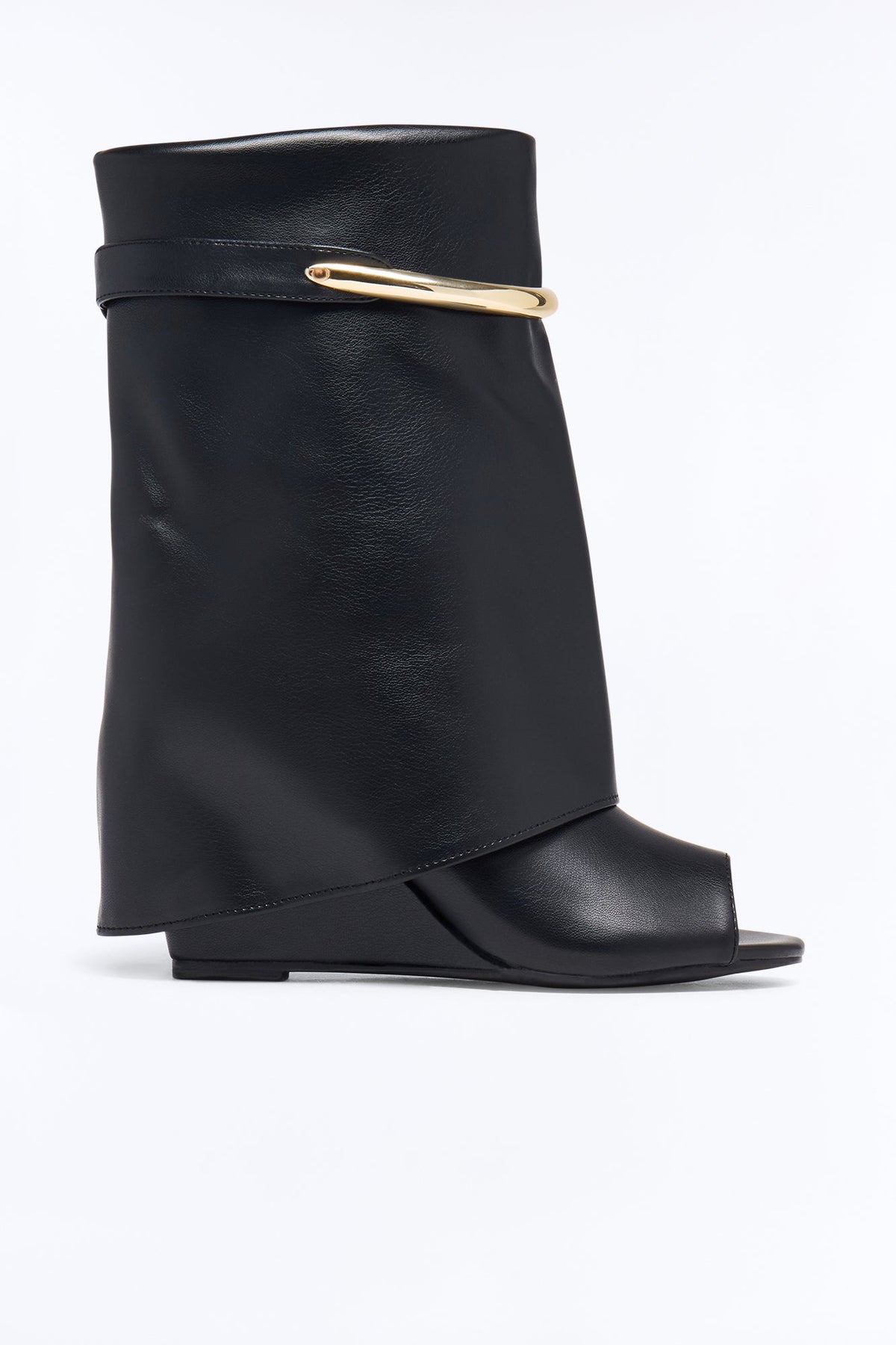 Maeve Peep Toe Overlay Booties - Black