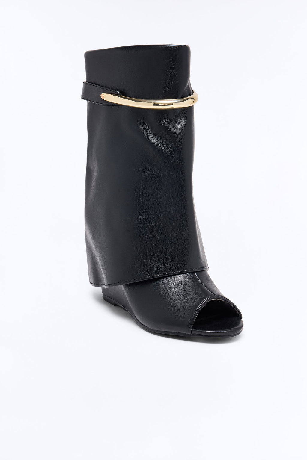 Maeve Peep Toe Overlay Booties - Black