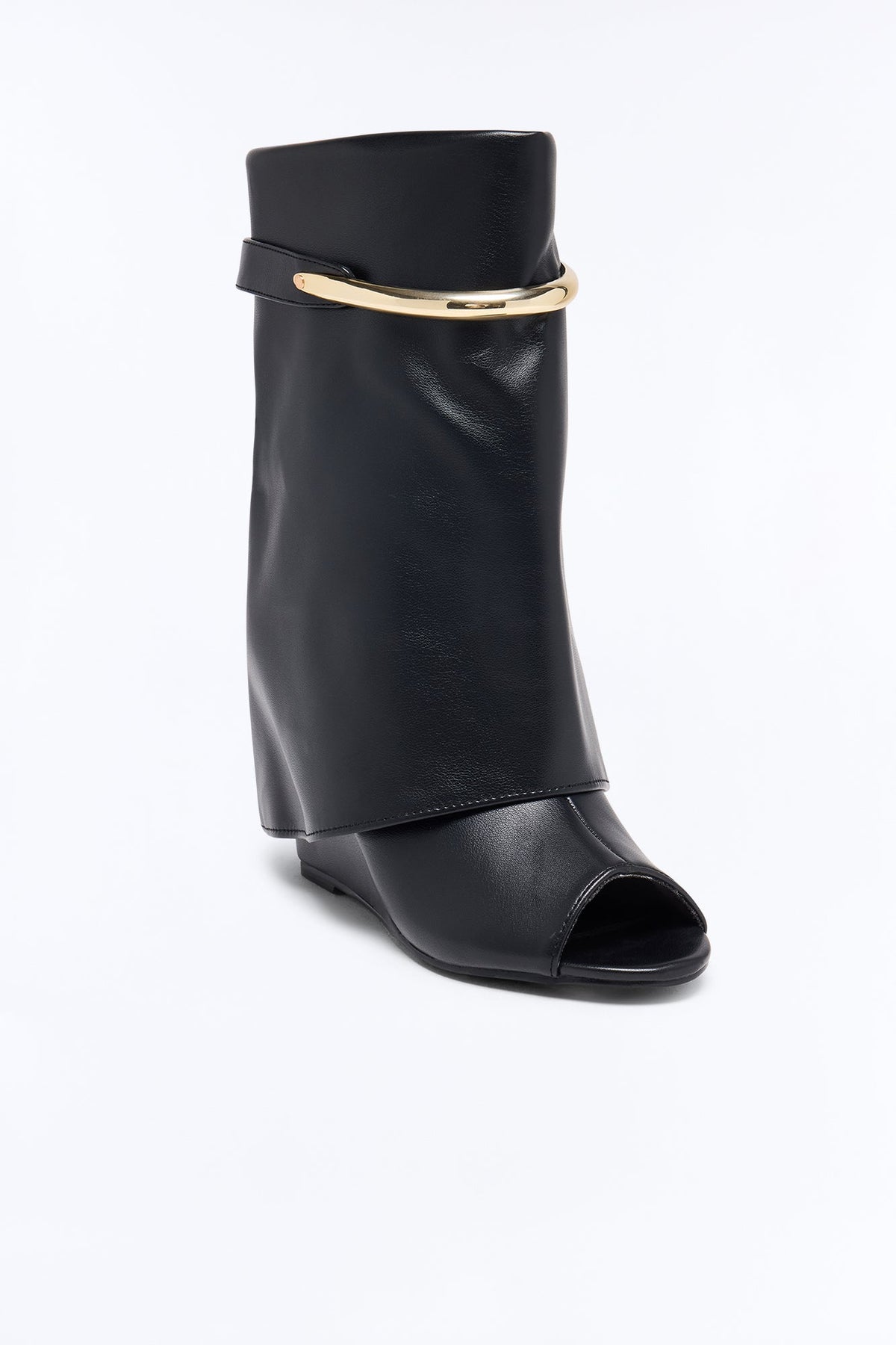 Maeve Peep Toe Overlay Booties - Black