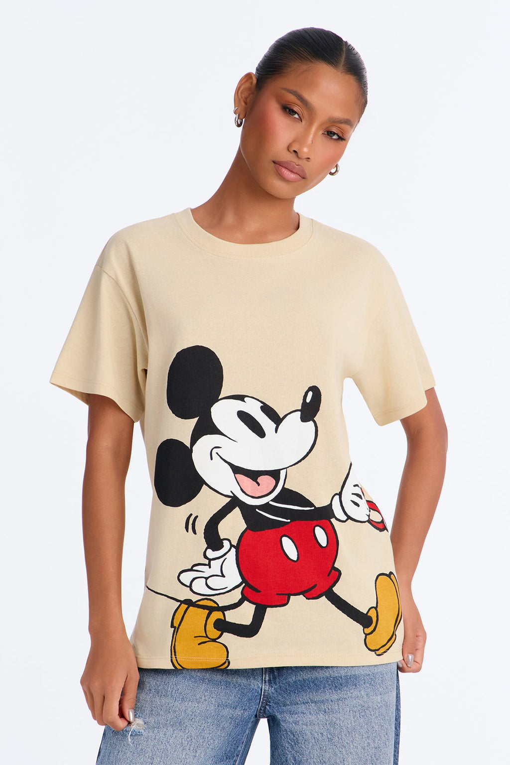 Mickey Mouse Dog Walk Oversized Tee - Sand