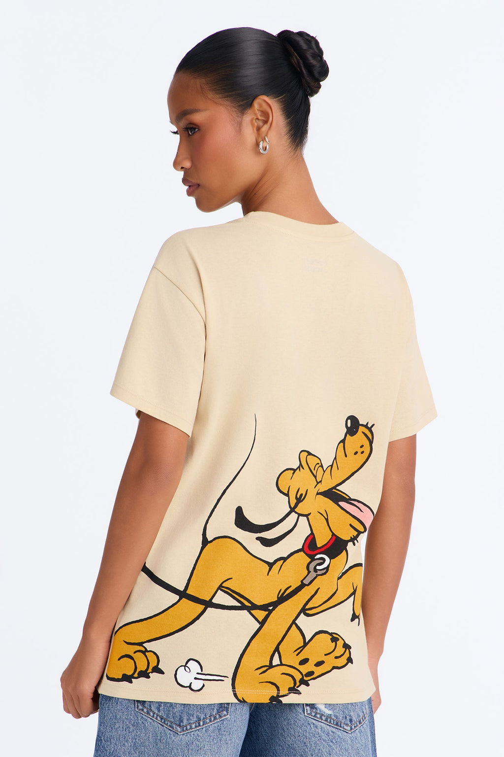 Mickey Mouse Dog Walk Oversized Tee - Sand