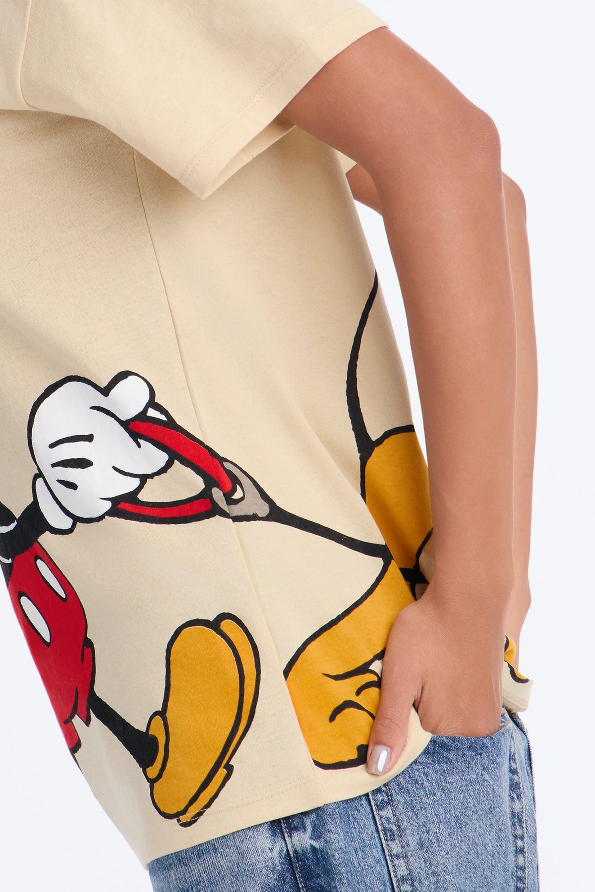 Mickey Mouse Dog Walk Oversized Tee - Sand