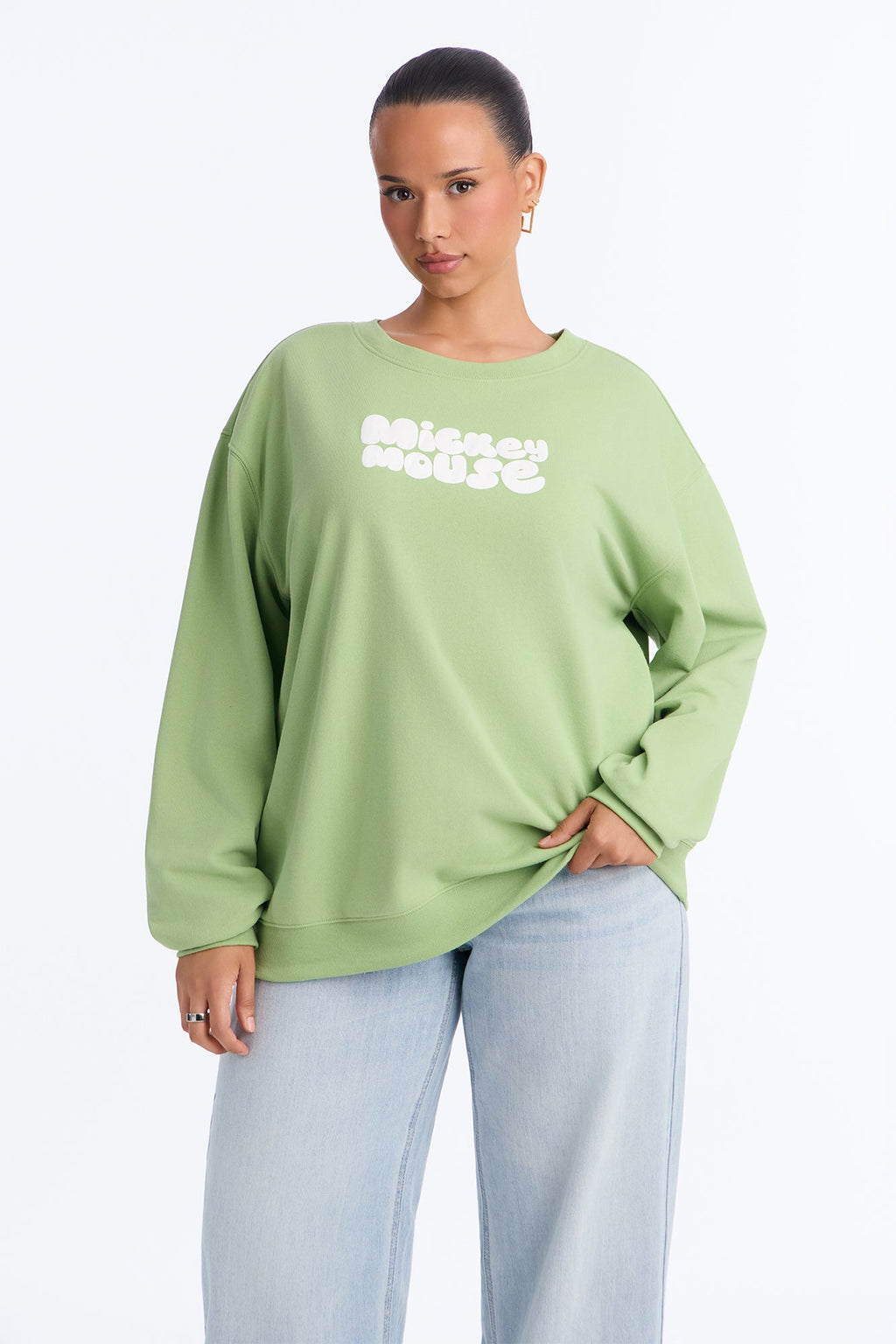 Mickey Mouse Thumbs Up Crew Neck Sweatshirt - Mint