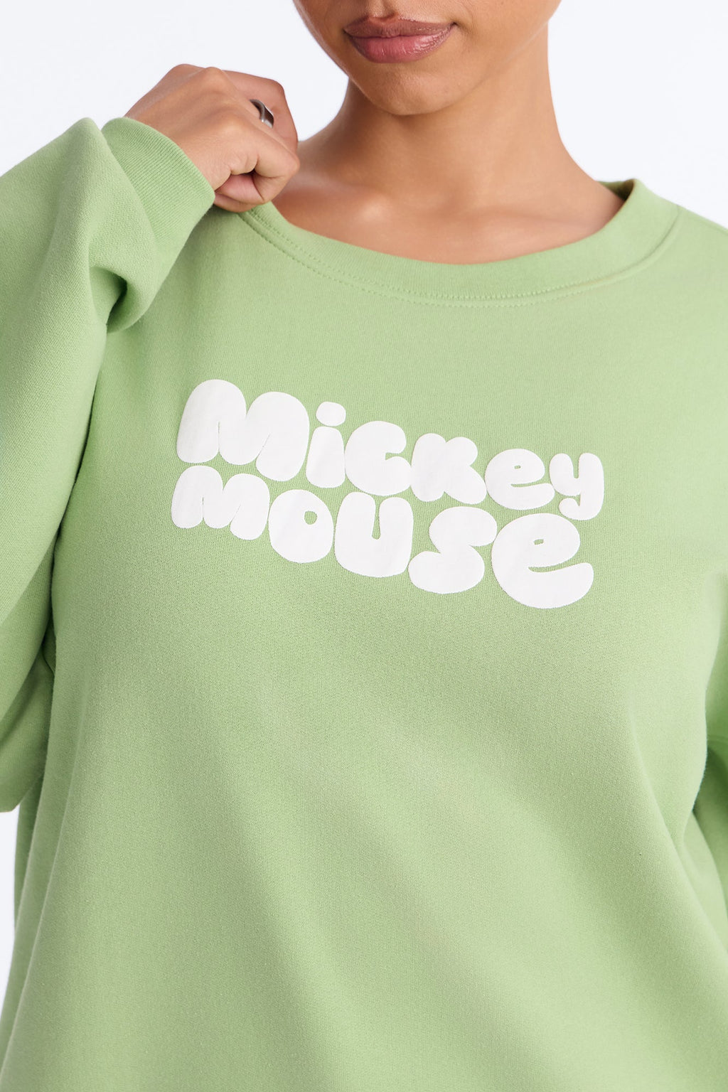 Mickey Mouse Thumbs Up Crew Neck Sweatshirt - Mint