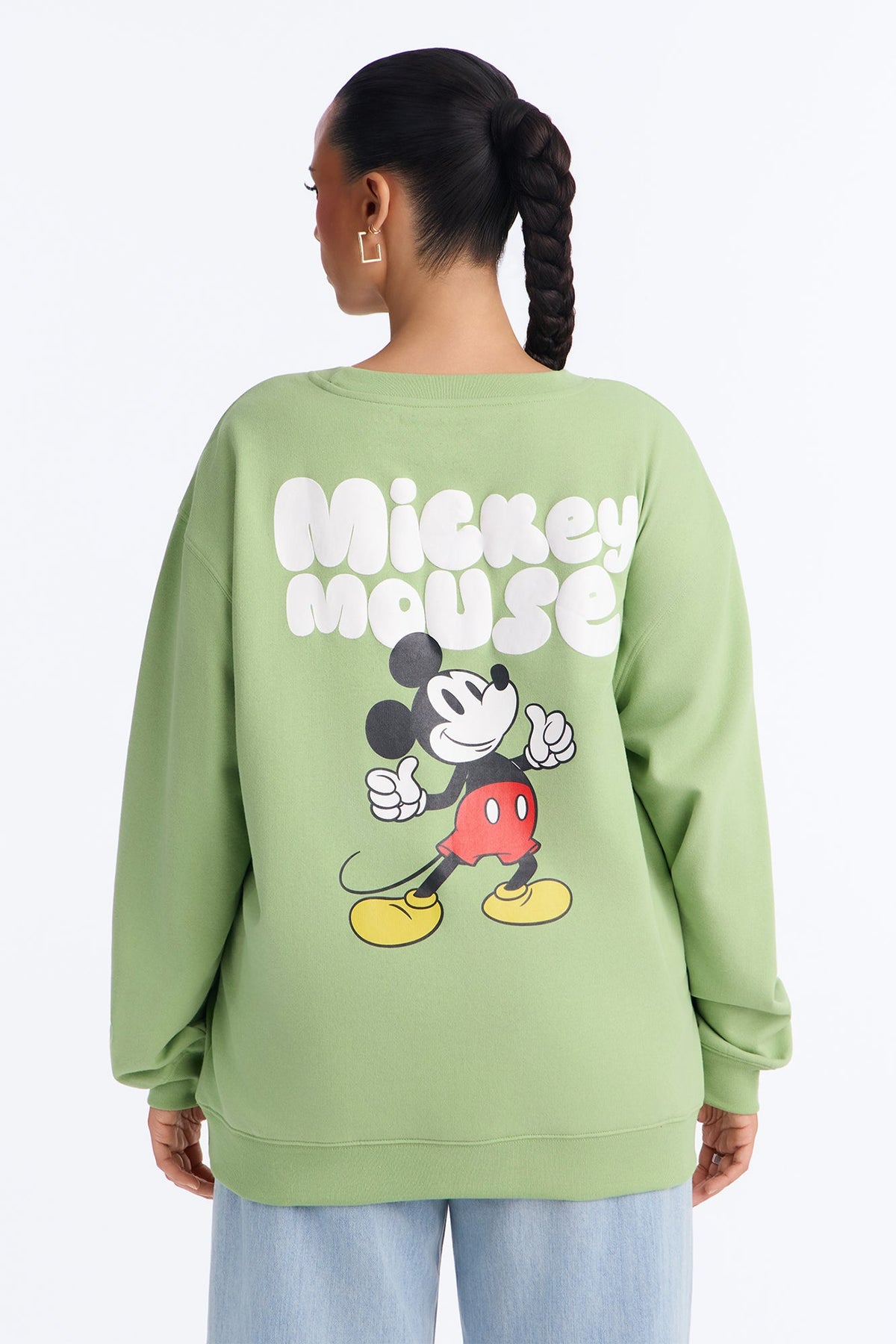 Mickey Mouse Thumbs Up Crew Neck Sweatshirt - Mint