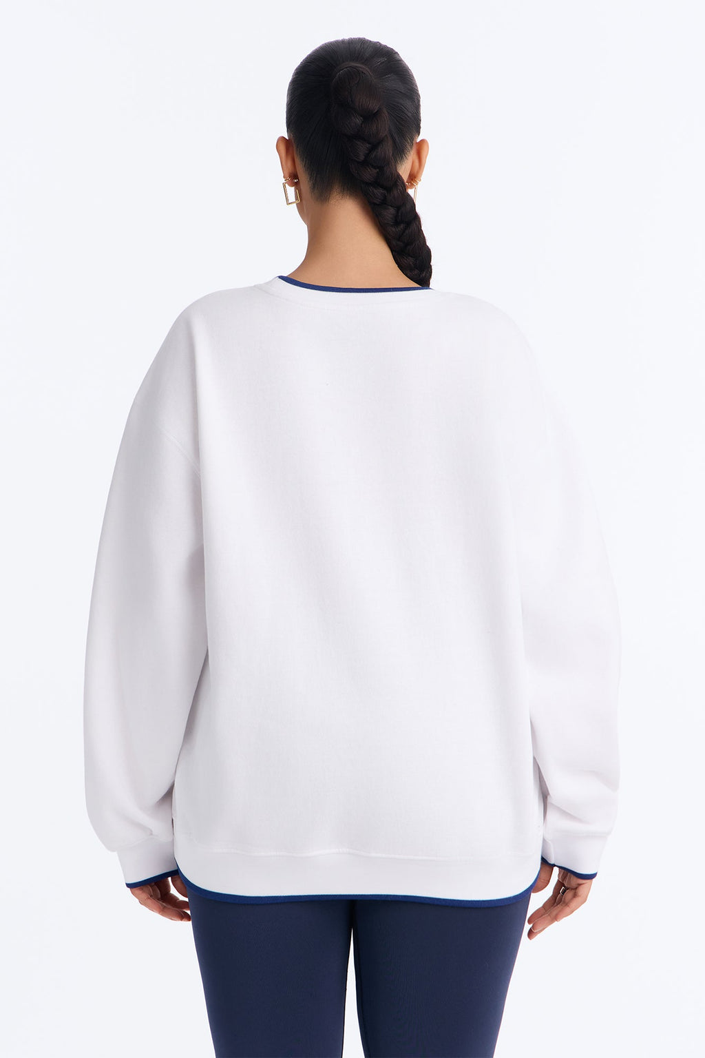 Mickey Mouse Embroidered Crew Neck Sweatshirt - White