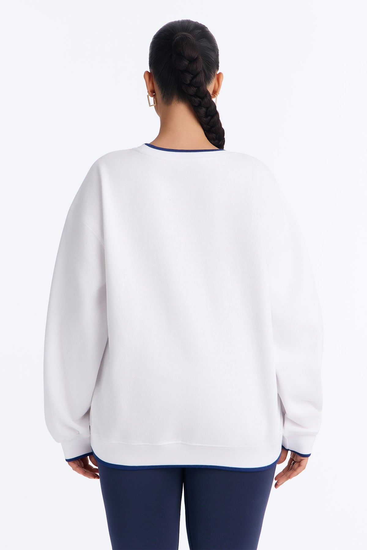 Mickey Mouse Embroidered Crew Neck Sweatshirt - White