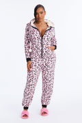 Asleep Under The Stars Hooded Plush PJ Onesie - Pink/combo