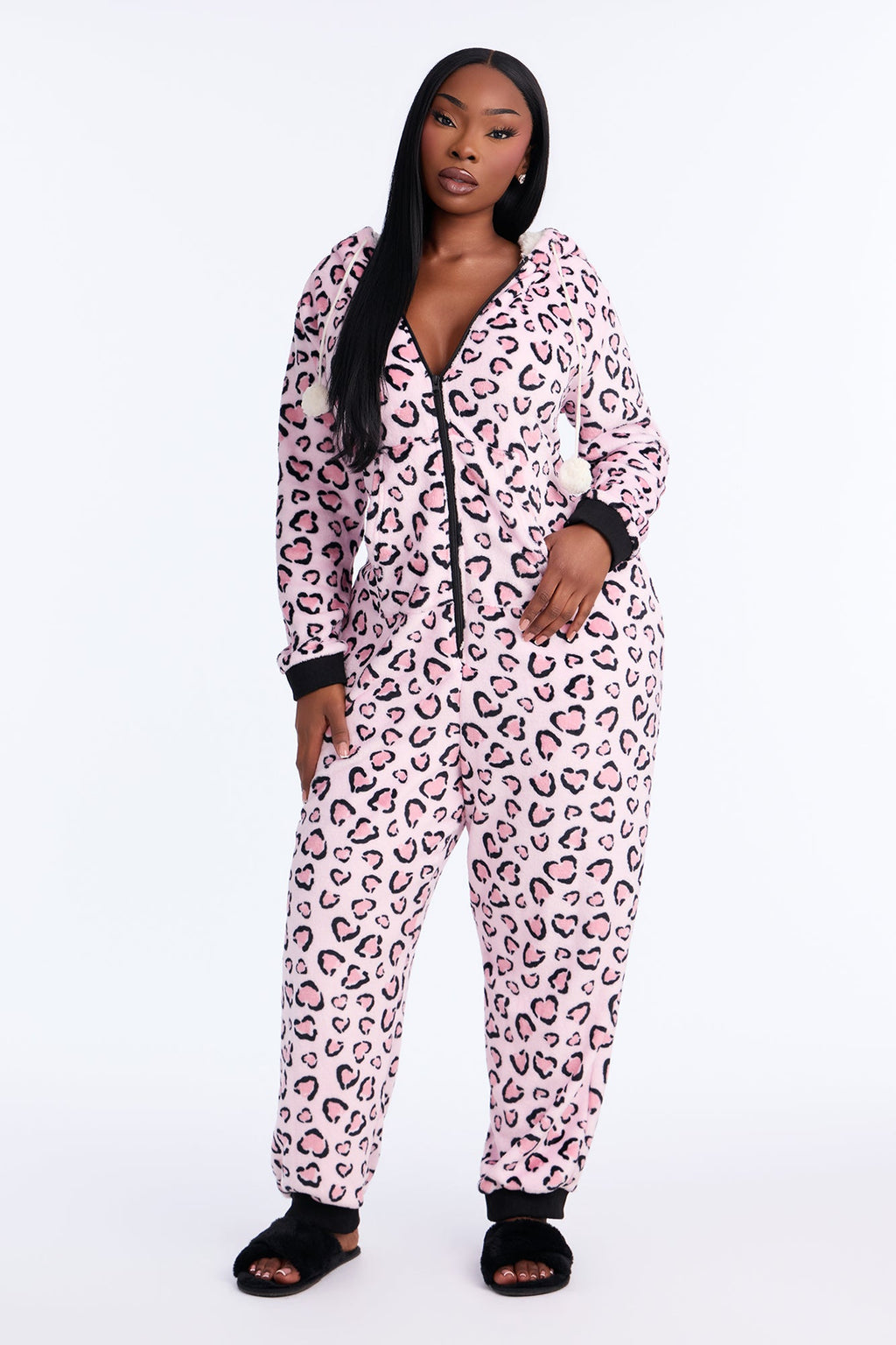 Asleep Under The Stars Hooded Plush PJ Onesie - Pink/combo