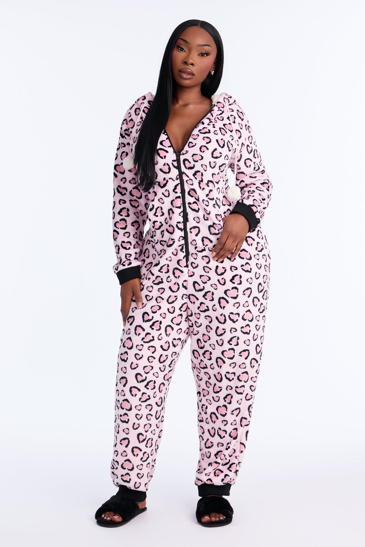 Asleep Under The Stars Hooded Plush PJ Onesie - Pink/combo