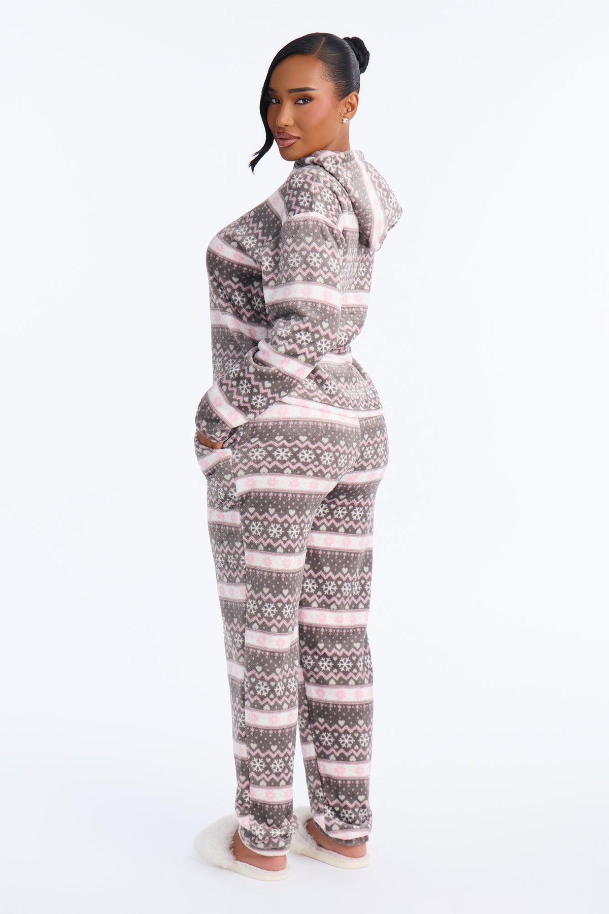 Snow Day Plush Jogger Pant Set - Grey/combo