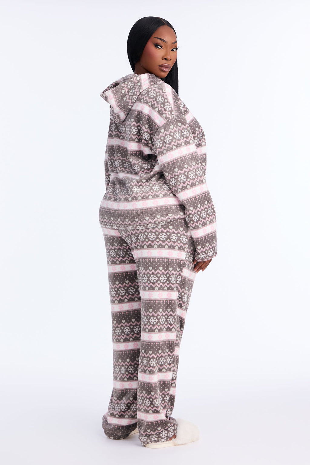Snow Day Plush Jogger Pant Set - Grey/combo