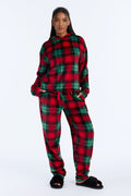 Yuletide Plaid Plush PJ Jogger Pant Set - Green/combo