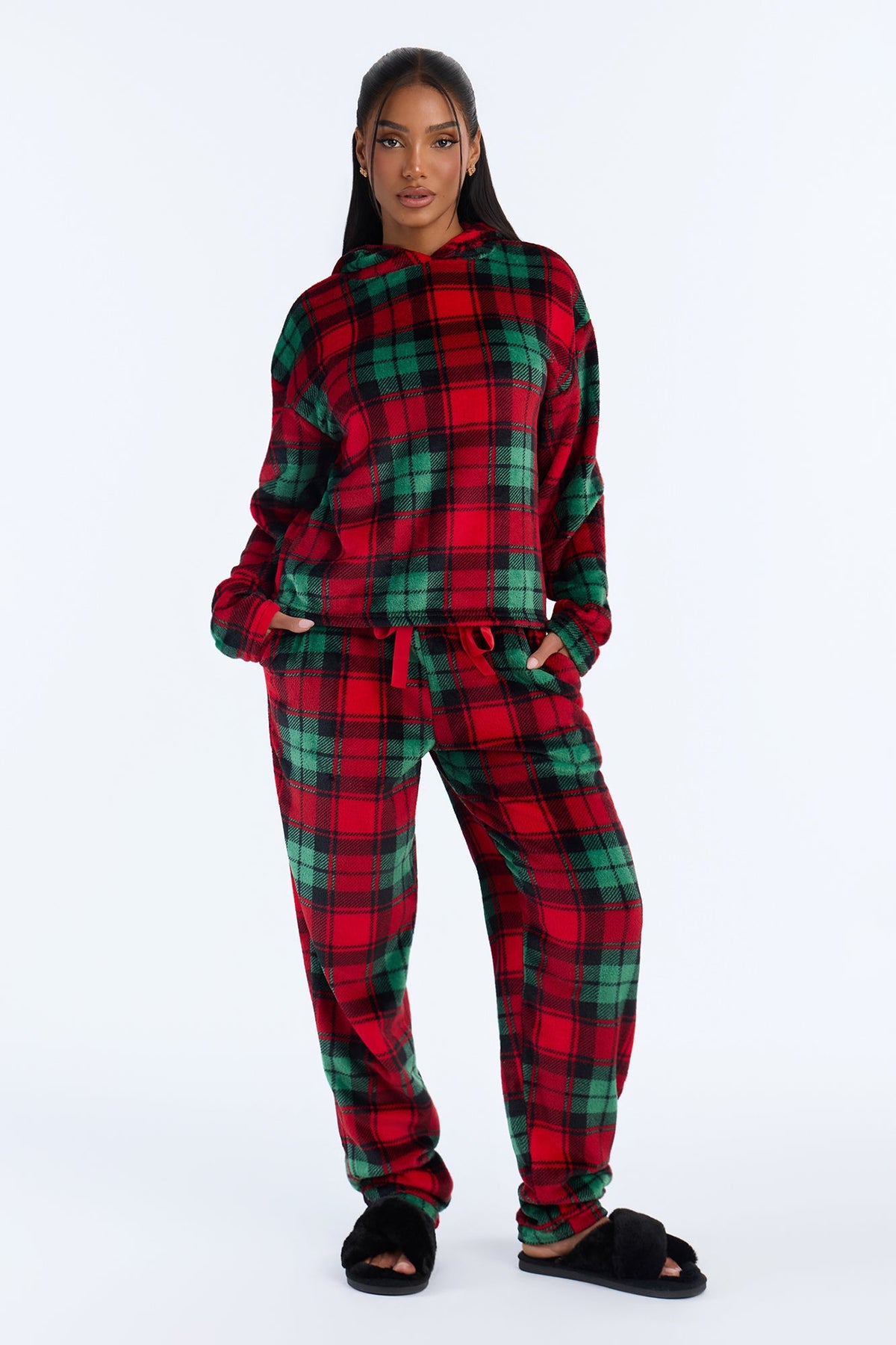 Yuletide Plaid Plush PJ Jogger Pant Set - Green/combo
