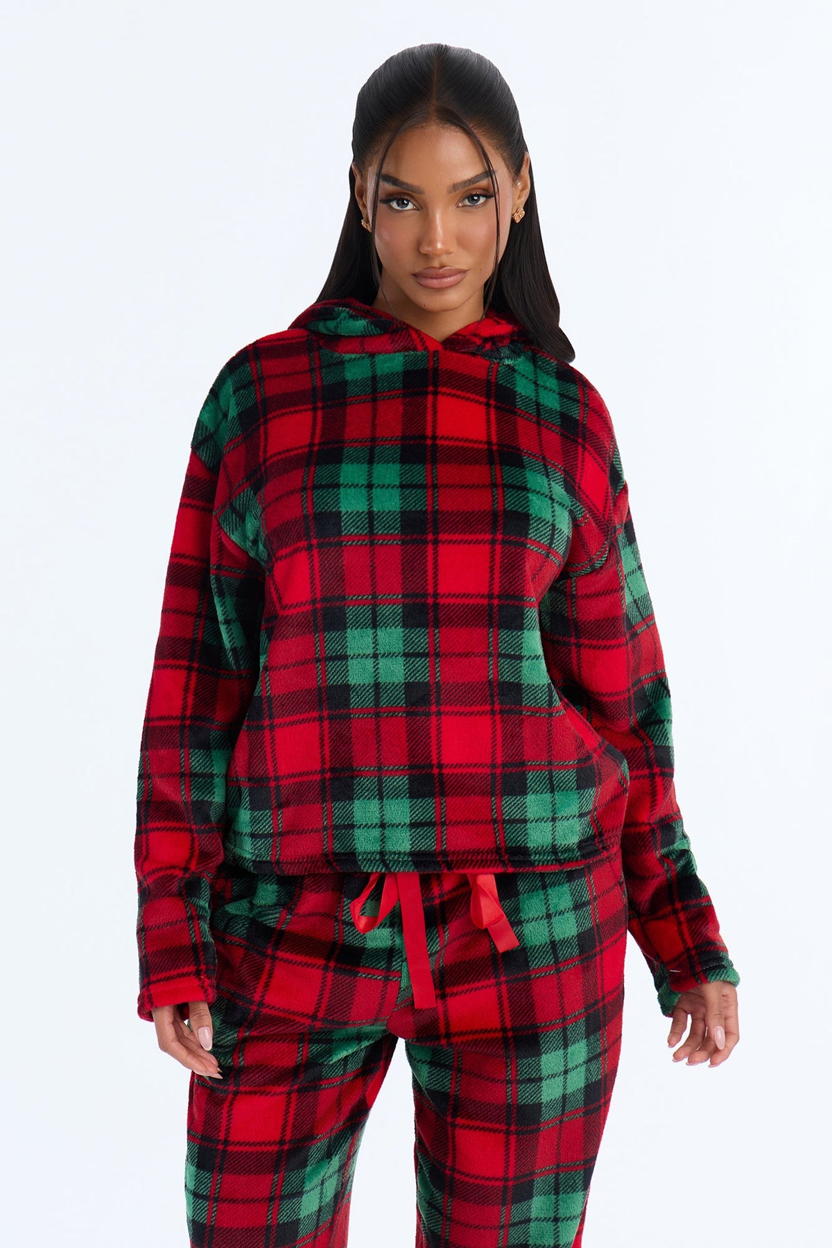 Yuletide Plaid Plush PJ Jogger Pant Set - Green/combo