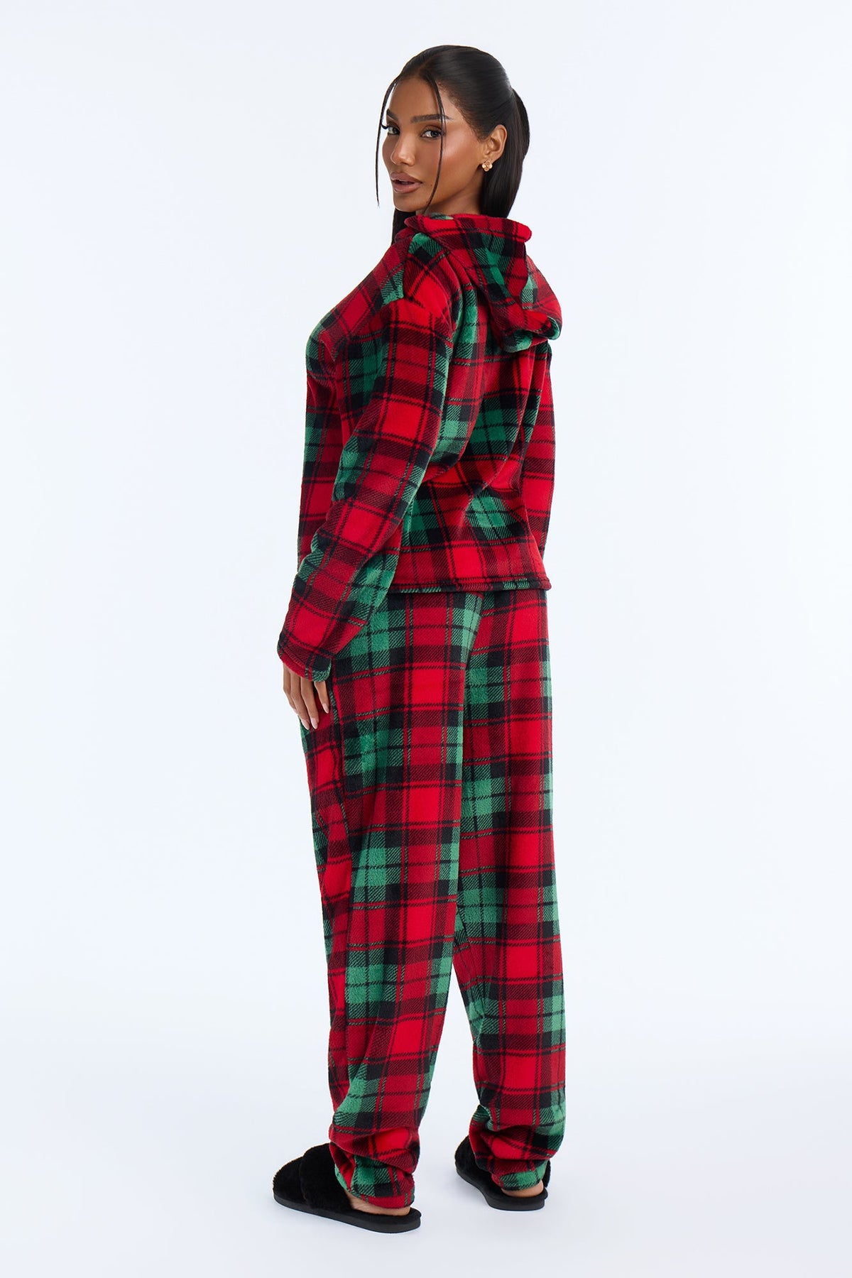 Yuletide Plaid Plush PJ Jogger Pant Set - Green/combo