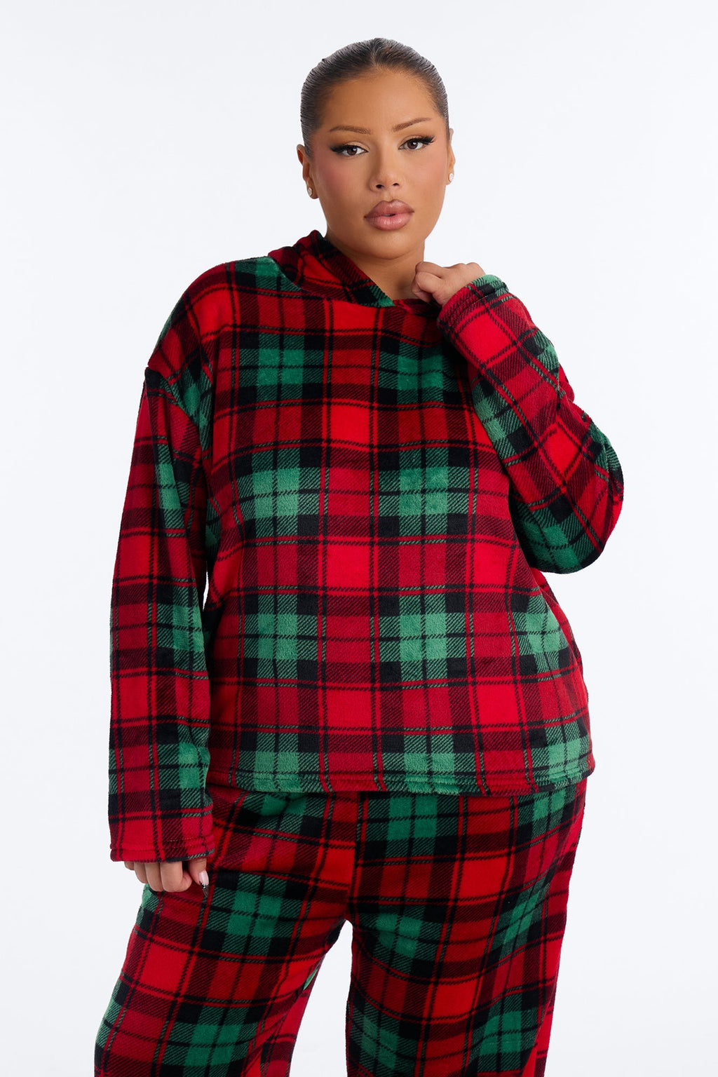 Yuletide Plaid Plush PJ Jogger Pant Set - Green/combo