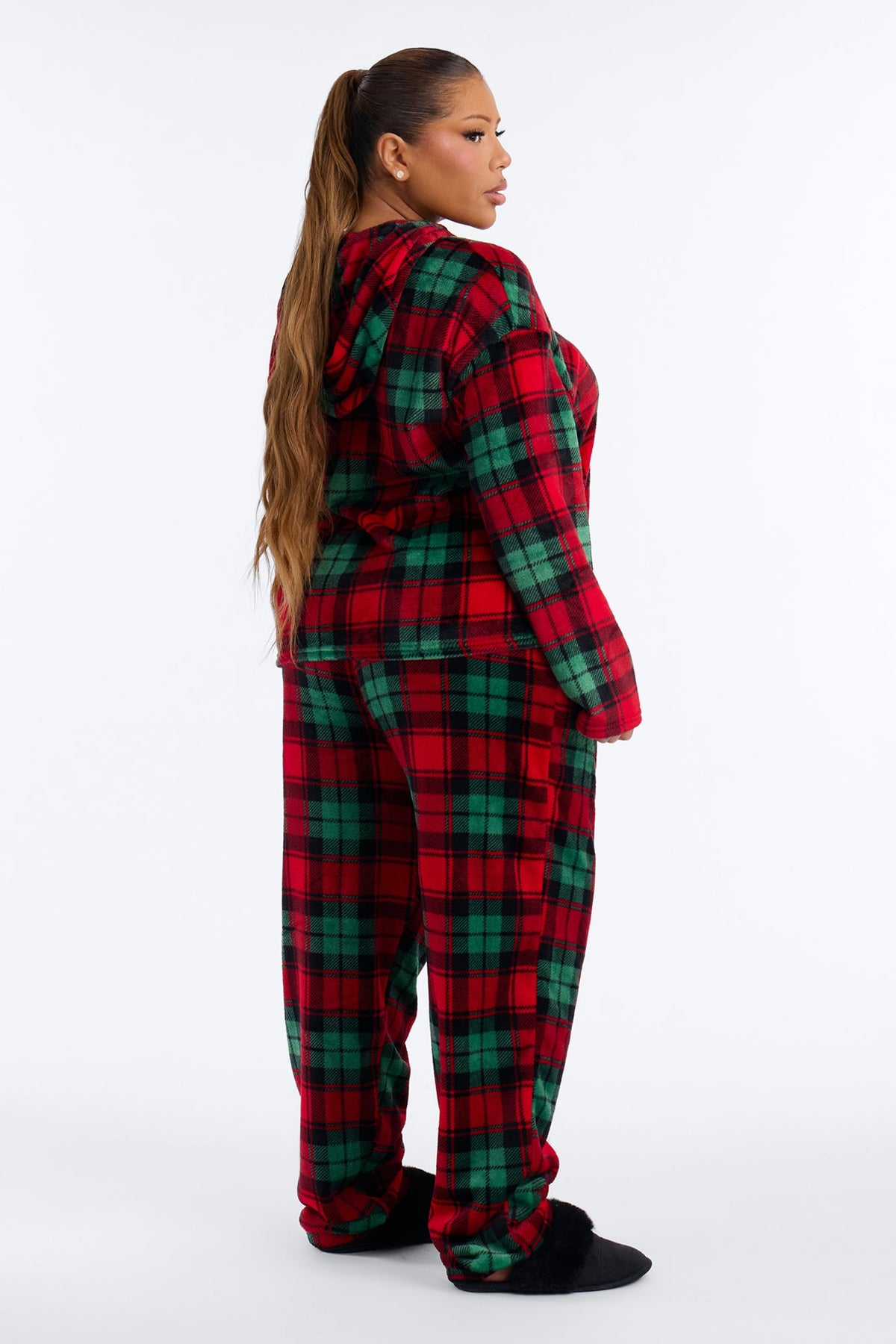 Yuletide Plaid Plush PJ Jogger Pant Set - Green/combo