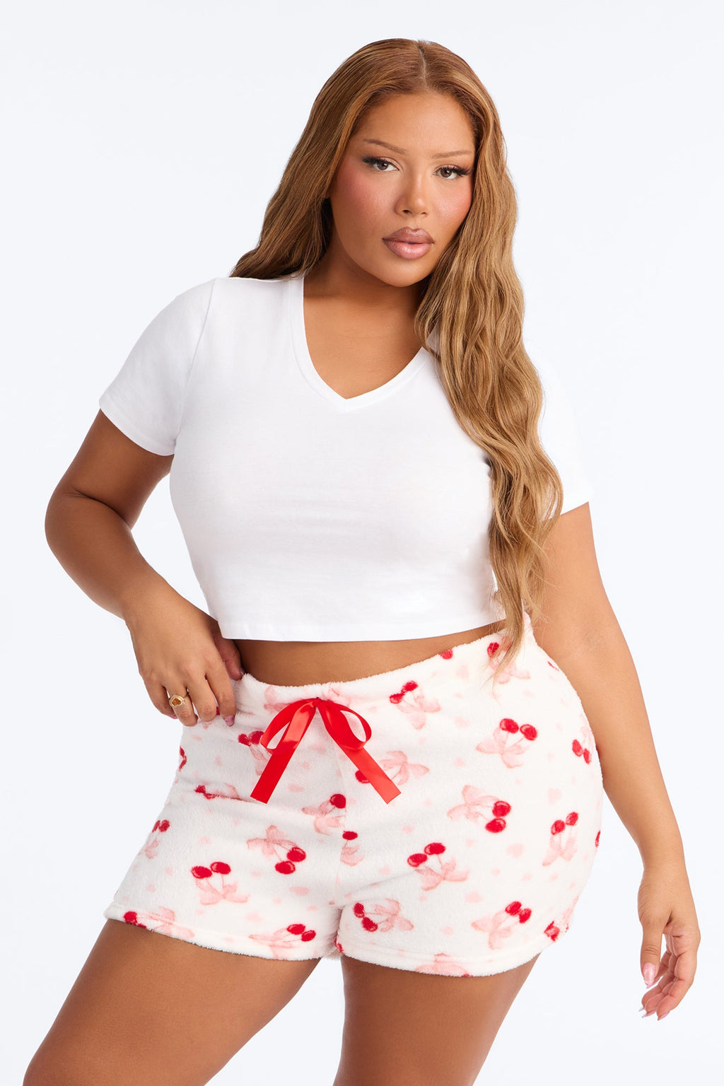 Cherry Sleepy PJ Short - White/combo