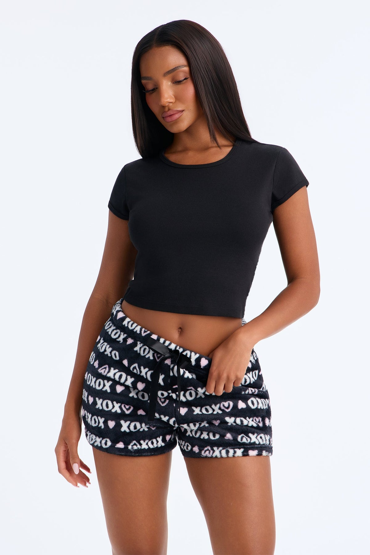 XOXO Plush PJ Short - Black