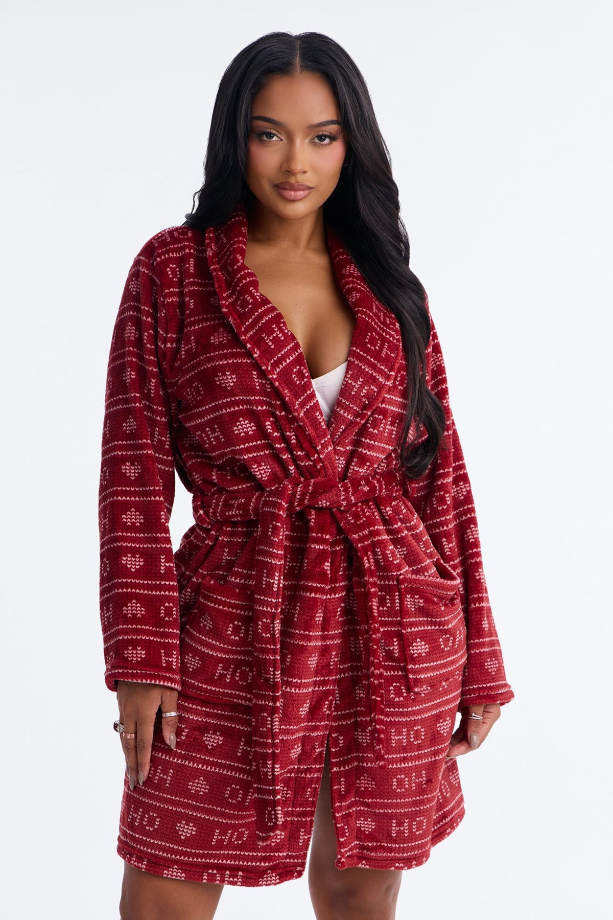 Ho Ho Holidays Plush Robe - Red