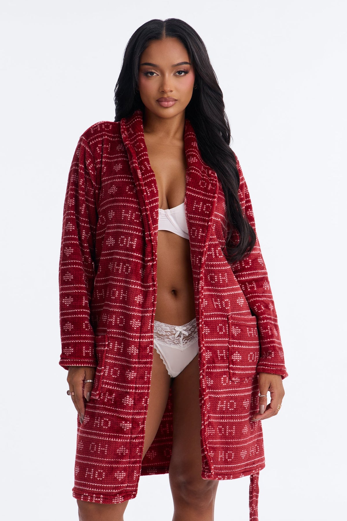 Ho Ho Holidays Plush Robe - Red