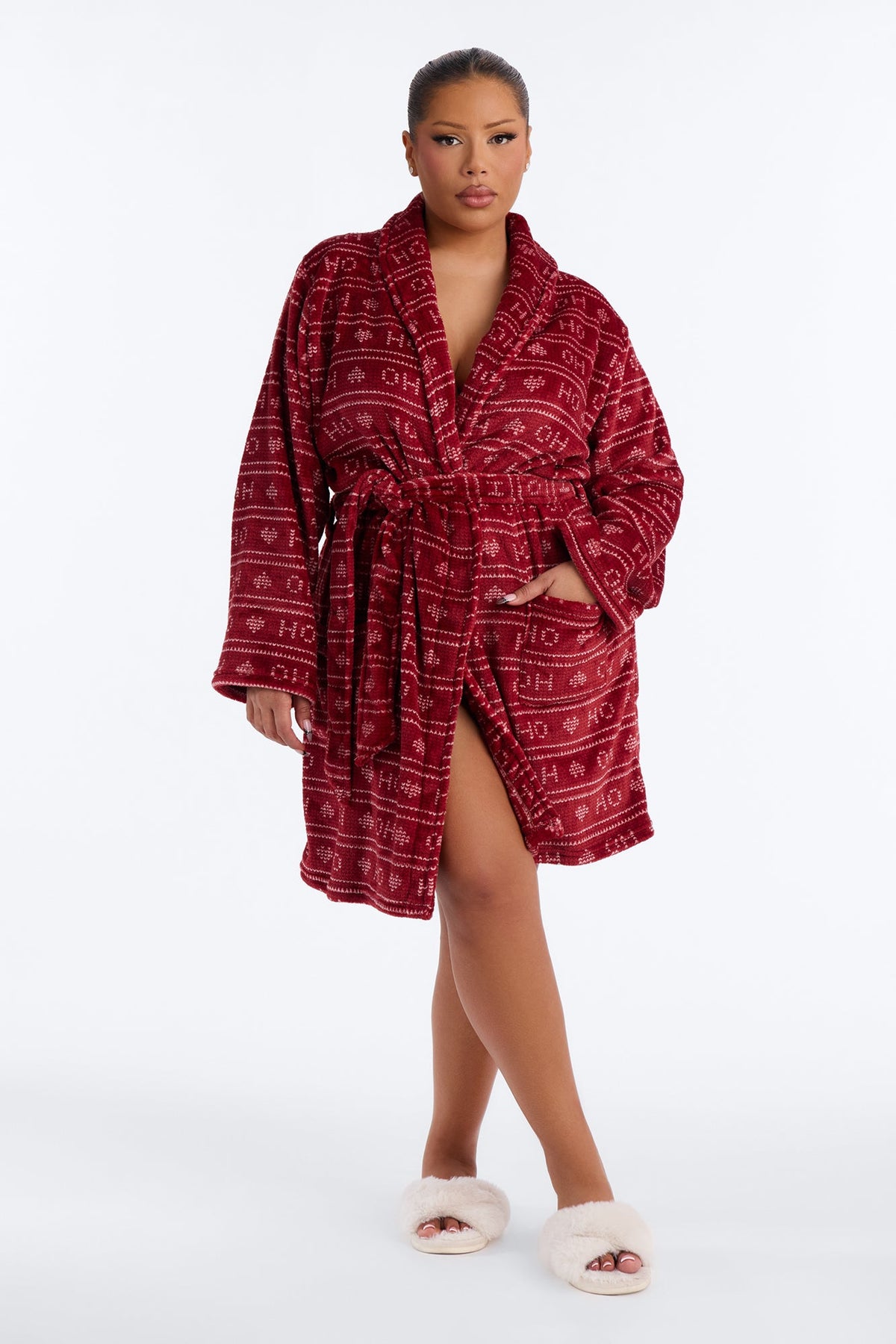 Ho Ho Holidays Plush Robe - Red