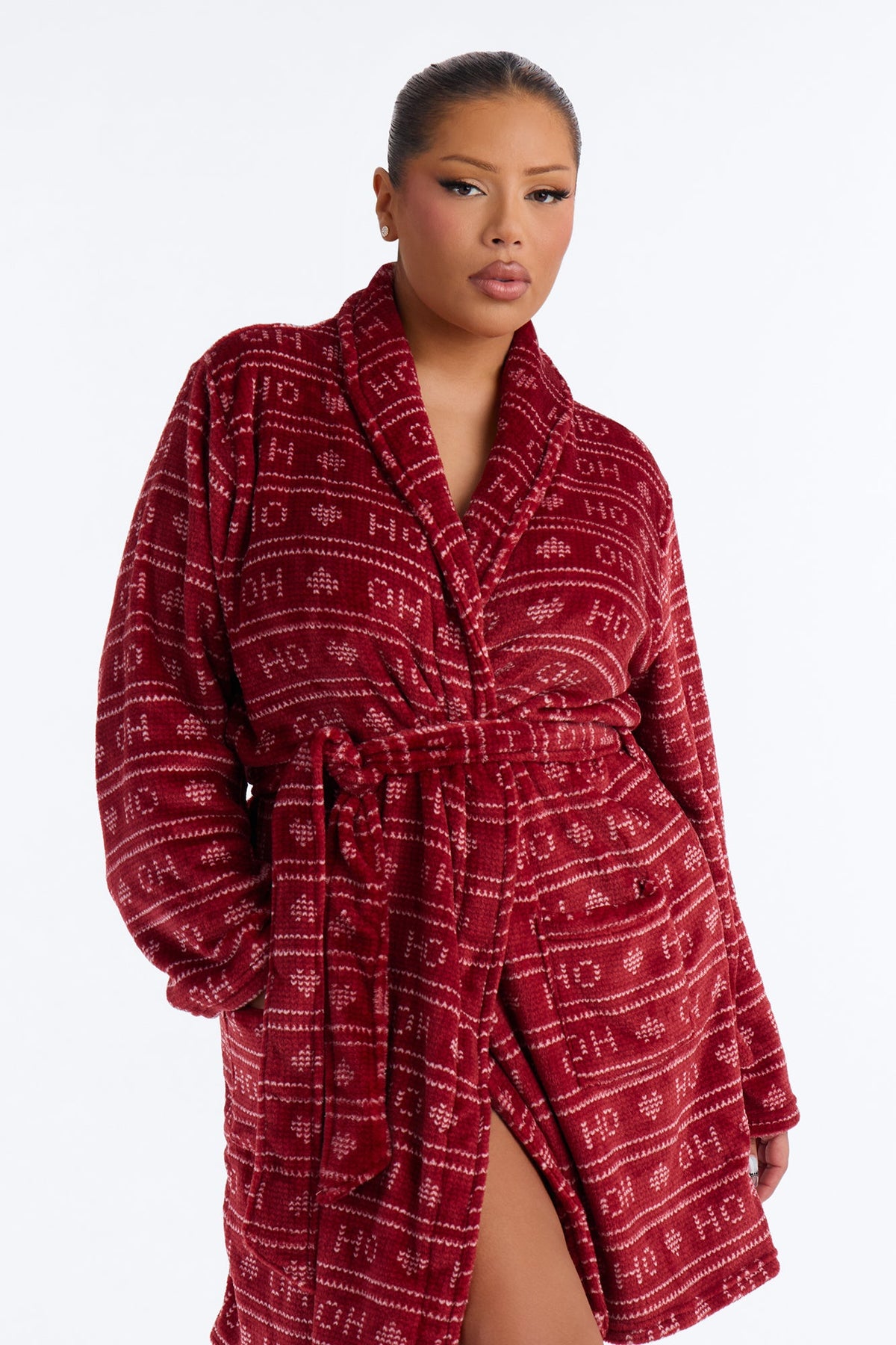 Ho Ho Holidays Plush Robe - Red