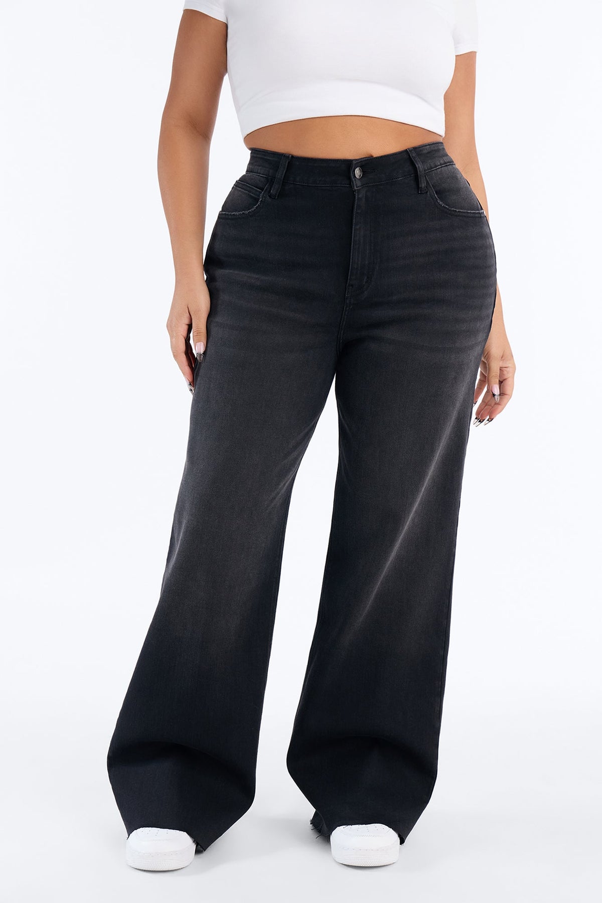 So Valid Stretch Wide Leg Jeans - Black Wash
