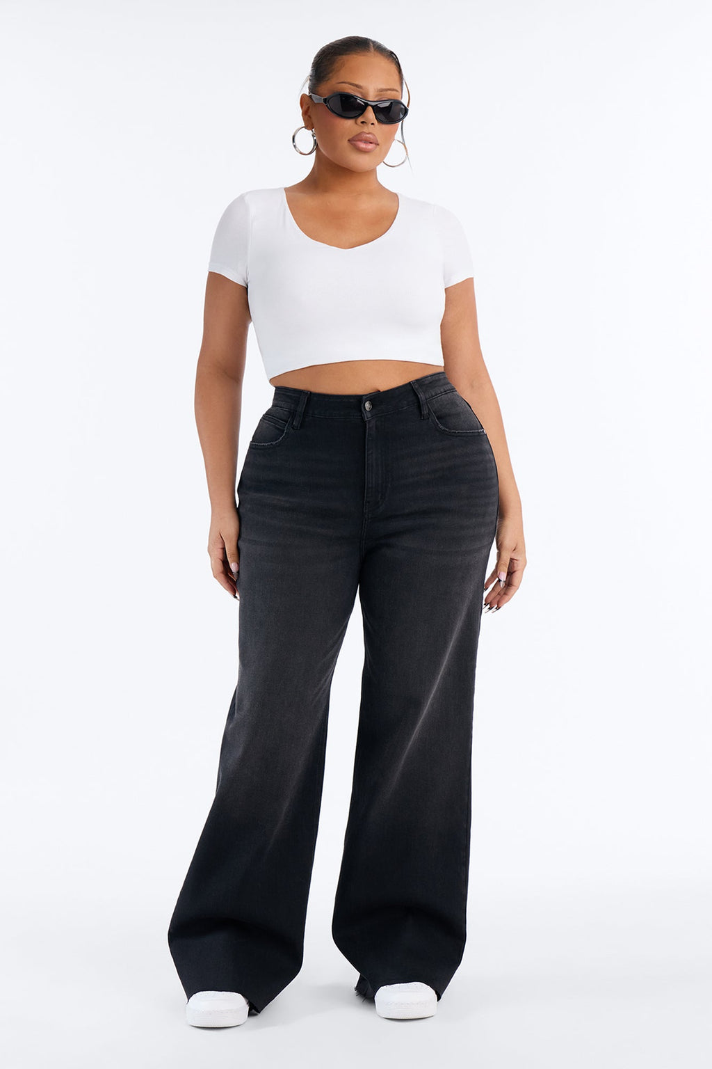 So Valid Stretch Wide Leg Jeans - Black Wash
