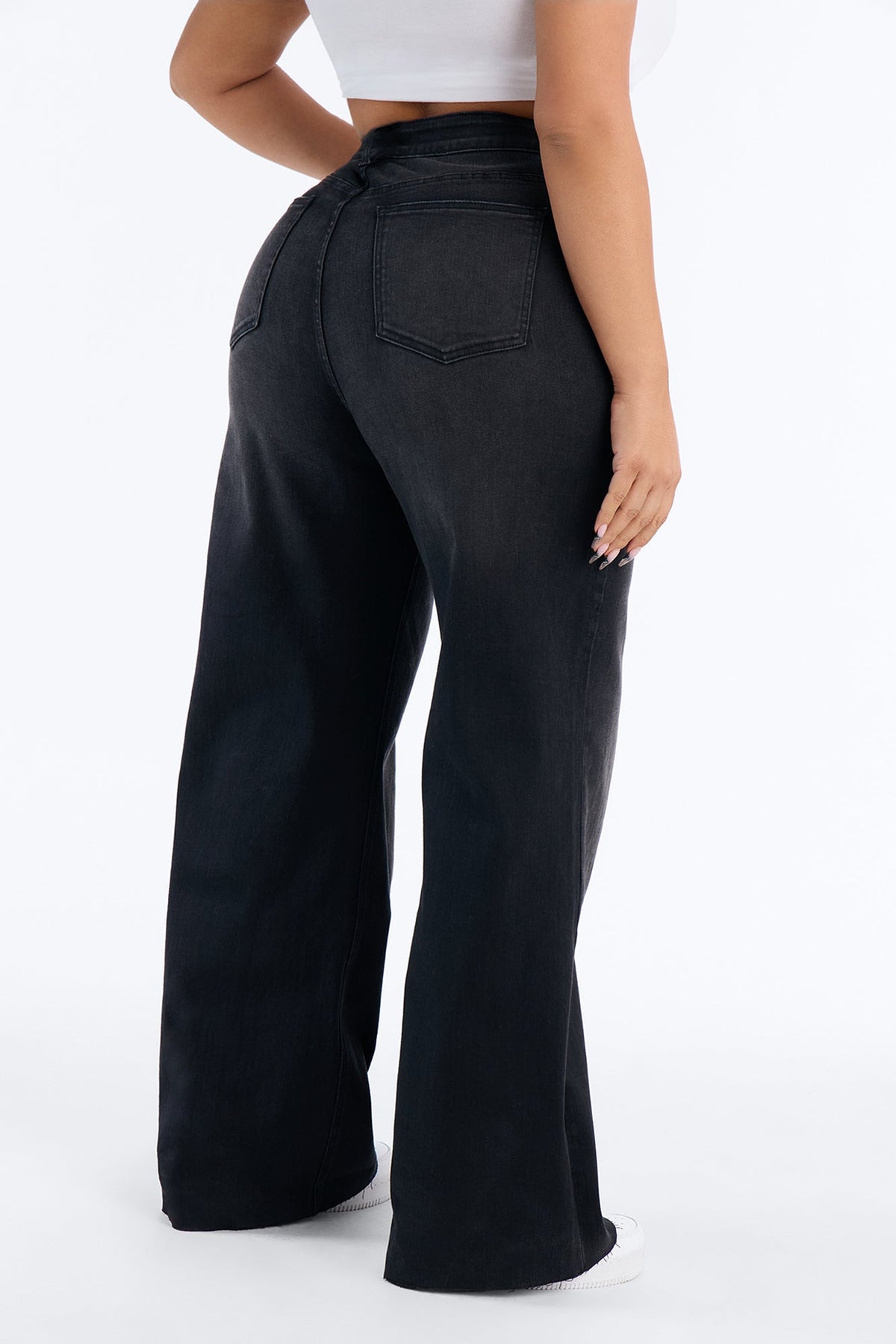 So Valid Stretch Wide Leg Jeans - Black Wash