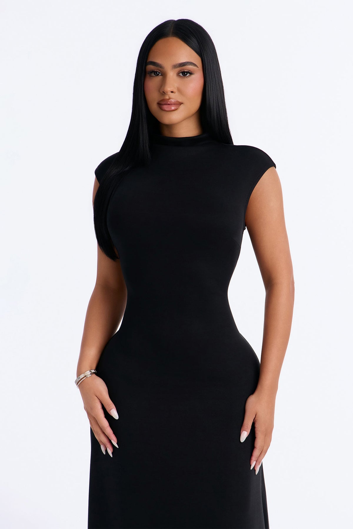 Blaire Mock Neck Maxi Dress - Black