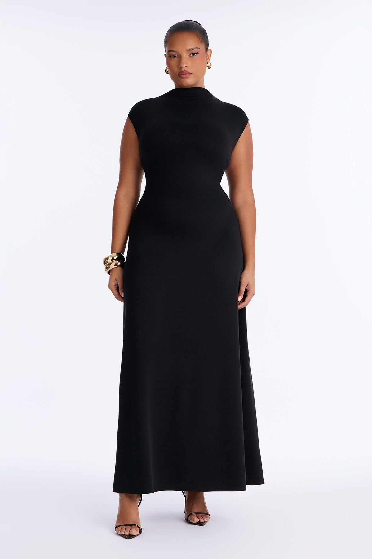 Blaire Mock Neck Maxi Dress - Black